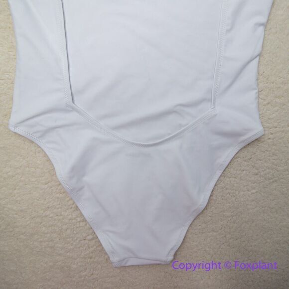 NEW Allsisters isometric one piece plunge open back swimsuit white, size L - Picture 9 of 14
